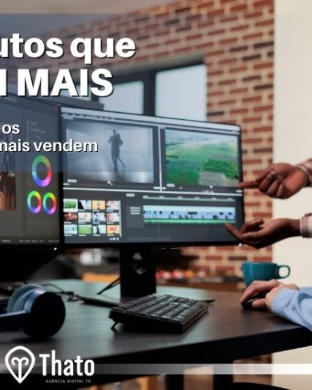 Estação de trabalho com computador e homem dando aula para mulher sobre infoproduto